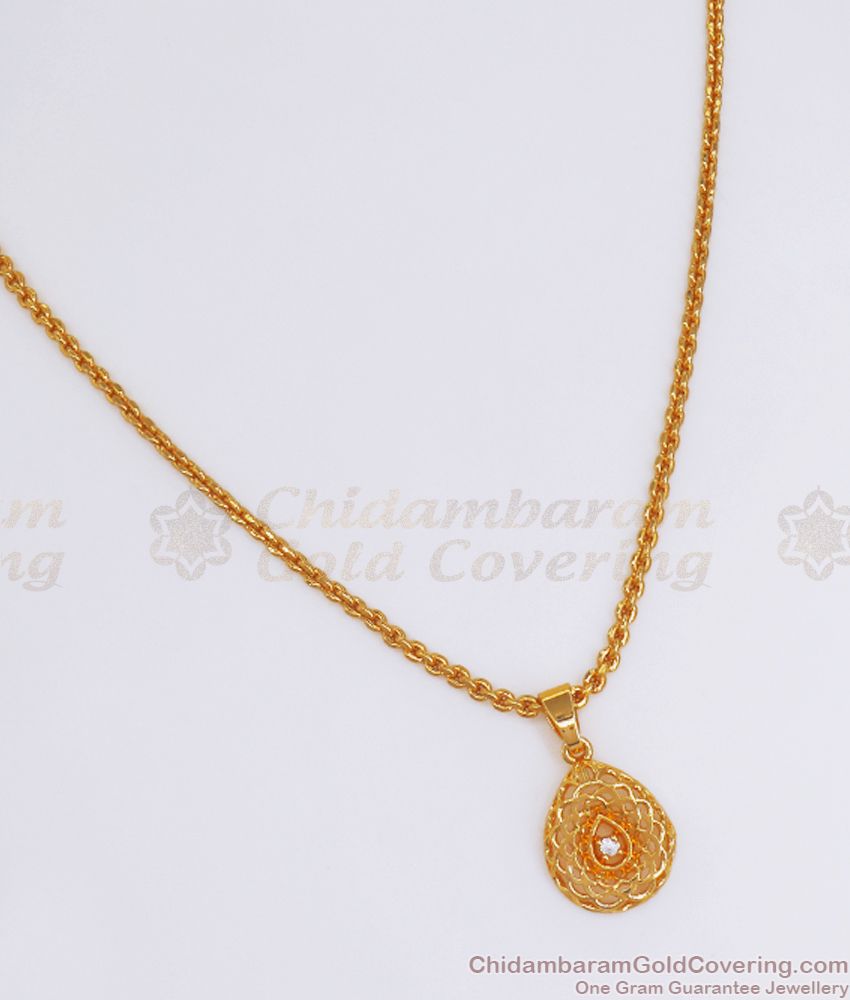 White Stone Droplet Design Gold Plated Small Dollar Chain Shop Online SMDR824