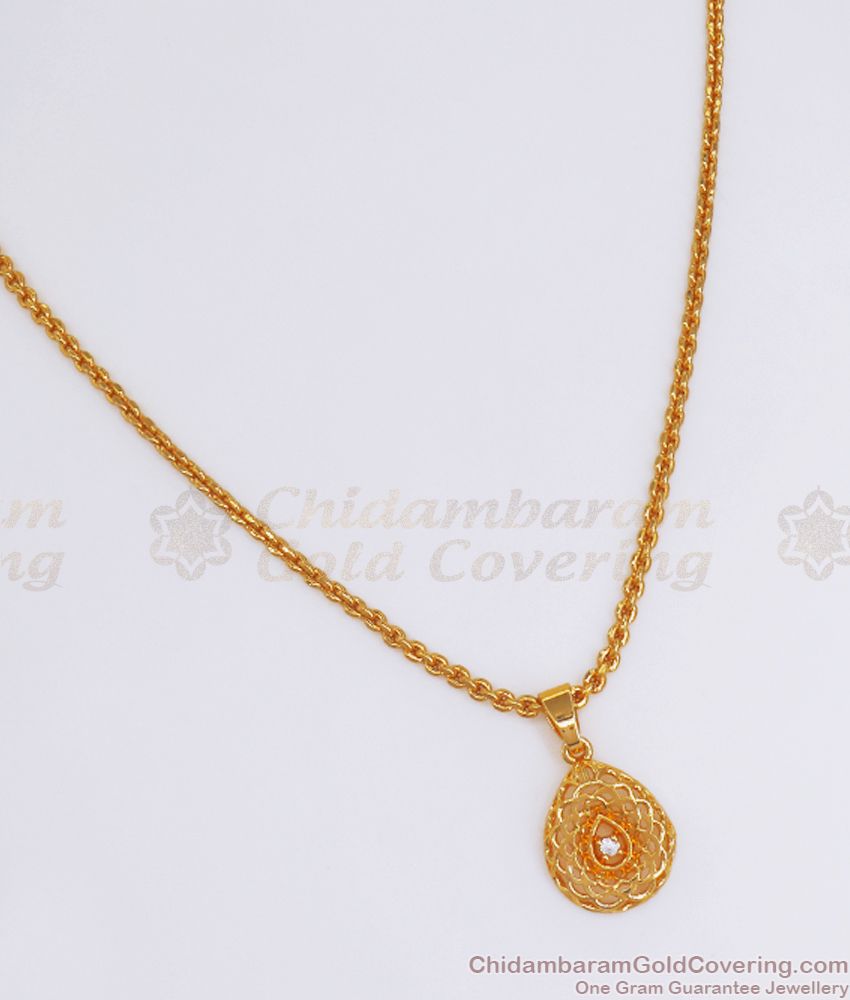 White Stone Droplet Design Gold Plated Small Dollar Chain Shop Online SMDR824 White Stone Droplet Design Gold Plated Small Dollar Chain Shop Online SMDR824