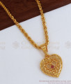 Heart Shaped Ruby Stone Gold Pendant Chain Women Fashion SMDR827