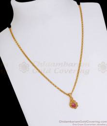 Beautiful Ruby Stone Gold Plated Pendant Chain Daily Wear SMDR829