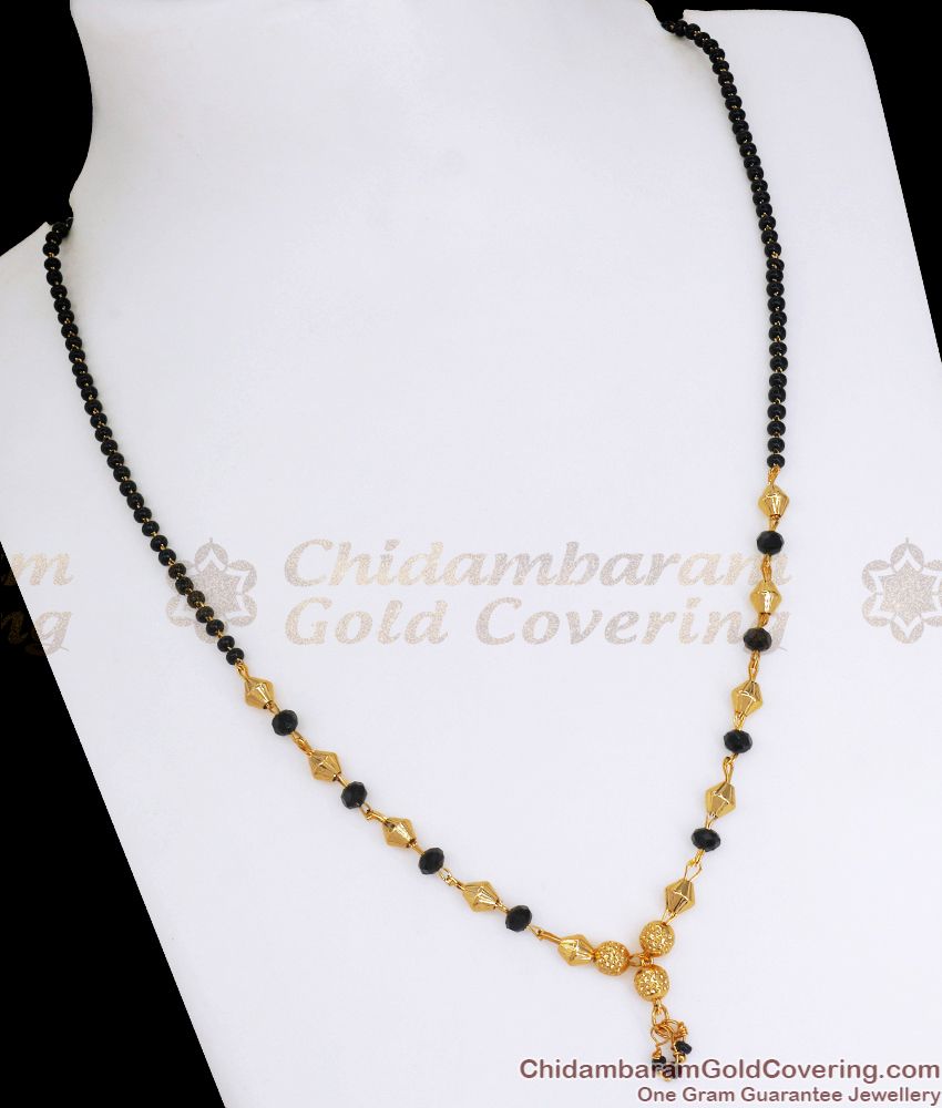 Daily Wear Black Beaded Gold Plated Mangalsutra Shop Online SMDR848