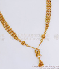 One Gram Gold Plain Beads Triple Layer Mangalsutra White Ad Stone SMDR851 One Gram Gold Plain Beads Triple Layer Mangalsutra White Ad Stone SMDR851