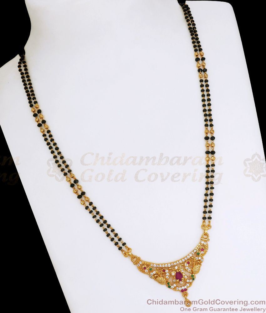 Multi Color Stone Pendant Gold Mangalsutra Shop Online SMDR856