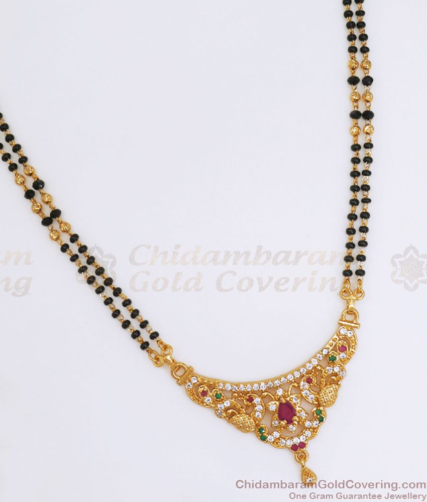 Multi Color Stone Pendant Gold Mangalsutra Shop Online SMDR856