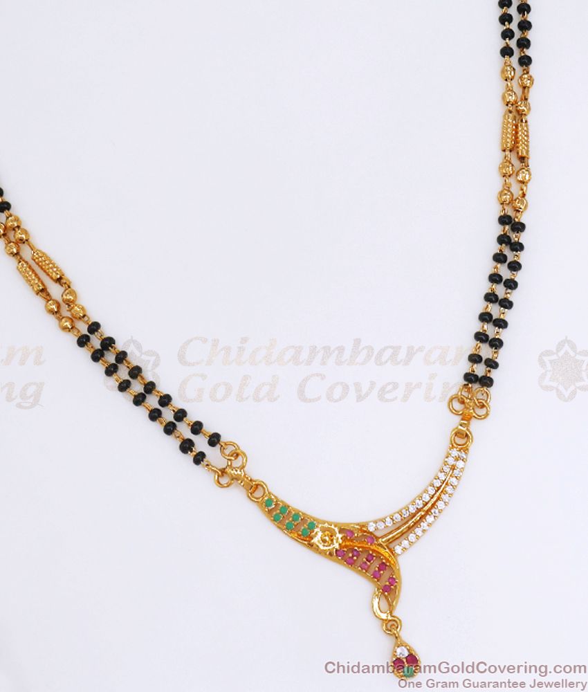 Admiring Gold Tone Mangalsutra Short Chain Multi Stone SMDR858