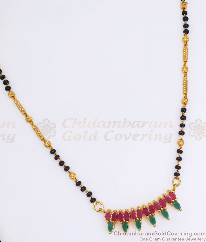 One Gram Gold Mangalsutra Earring Combo Set Ruby Stone Collections SMDR861