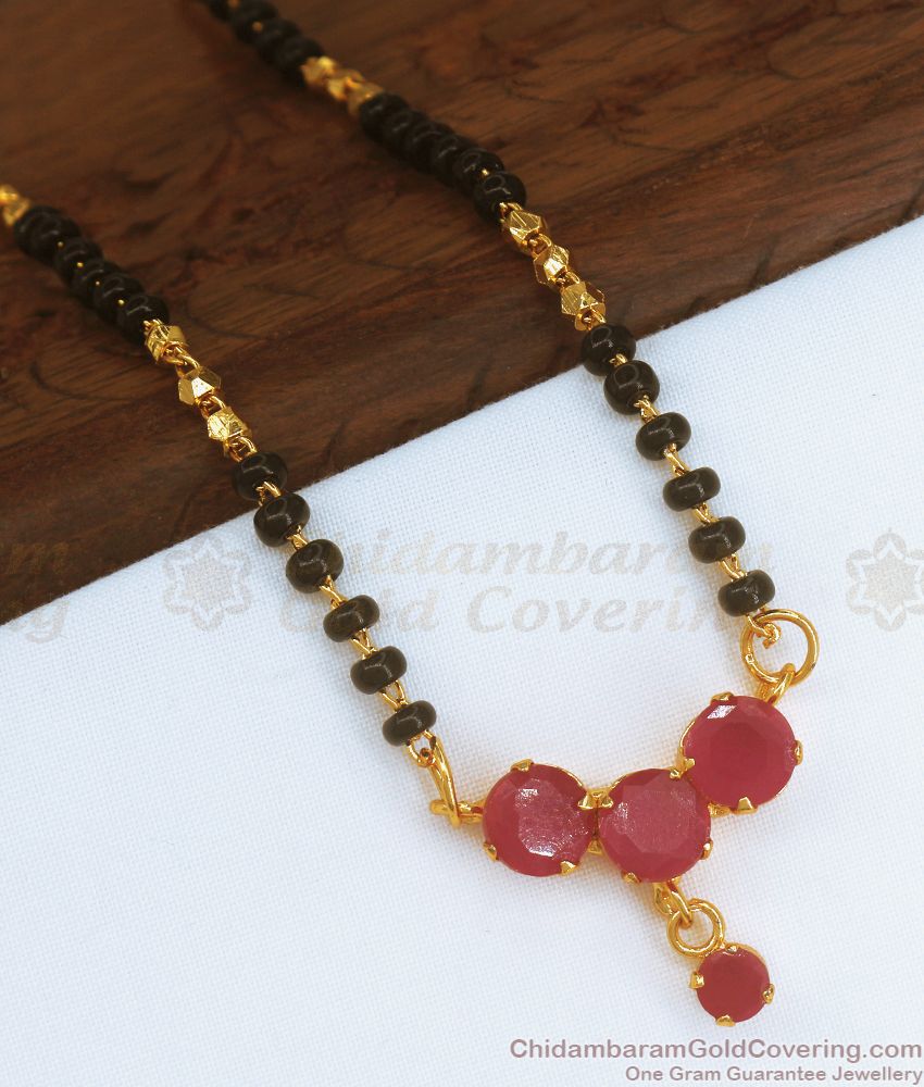 Stylish Ruby Stone Gold Plated Mangalsutra Shop Online SMDR866