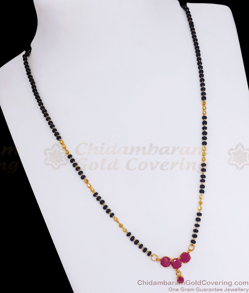 Stylish Ruby Stone Gold Plated Mangalsutra Shop Online SMDR866