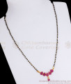 Ruby Stone Black Beaded Gold Mangalsutra Pendant Chain For Married Women  SMDR867