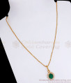 Artificial Gold Pendant Chain Emerald White Stone Pattern SMDR873