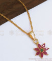 One Gram Gold Pendant Ruby Green Stone Design Shop Online SMDR880