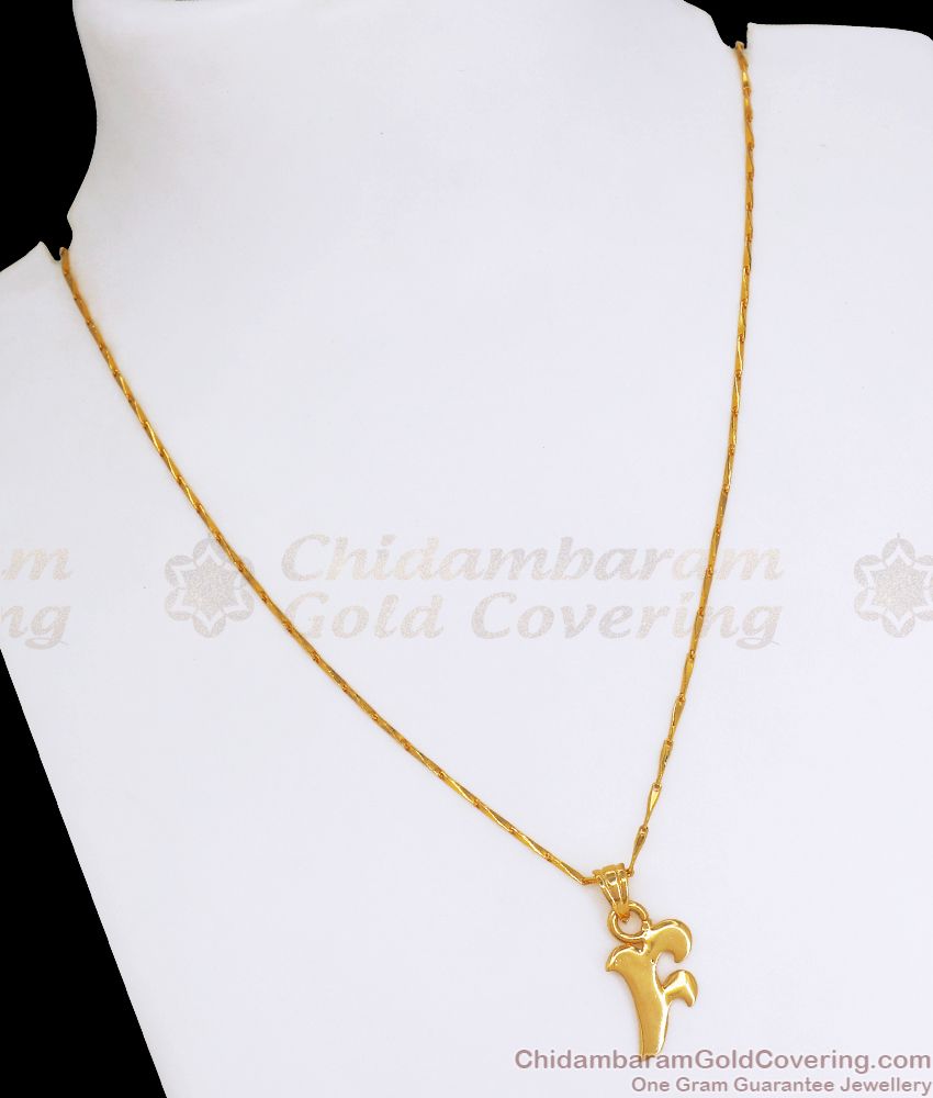  One Gram Gold Plated Alphabet F Pendant Short Chain SMDR883