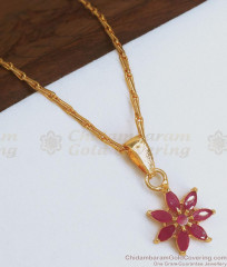 Full Ruby Stone Pendant With Gold Chain For Daily Use SMDR888 Full Ruby Stone Pendant With Gold Chain For Daily Use SMDR888