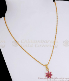 Full Ruby Stone Pendant With Gold Chain For Daily Use SMDR888 Full Ruby Stone Pendant With Gold Chain For Daily Use SMDR888