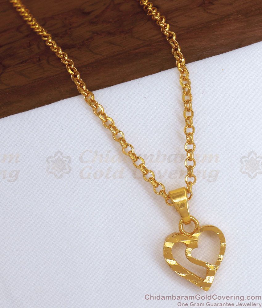 Daily Wear One Gram Gold Heart Pendant Short Chain SMDR889