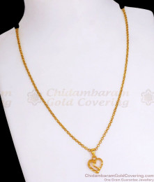 Daily Wear One Gram Gold Heart Pendant Short Chain SMDR889 Daily Wear One Gram Gold Heart Pendant Short Chain SMDR889