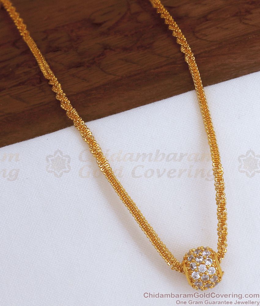 1 Gram Gold White Ball Pendant Chain Shop Online SMDR898 1 Gram Gold White Ball Pendant Chain Shop Online SMDR898