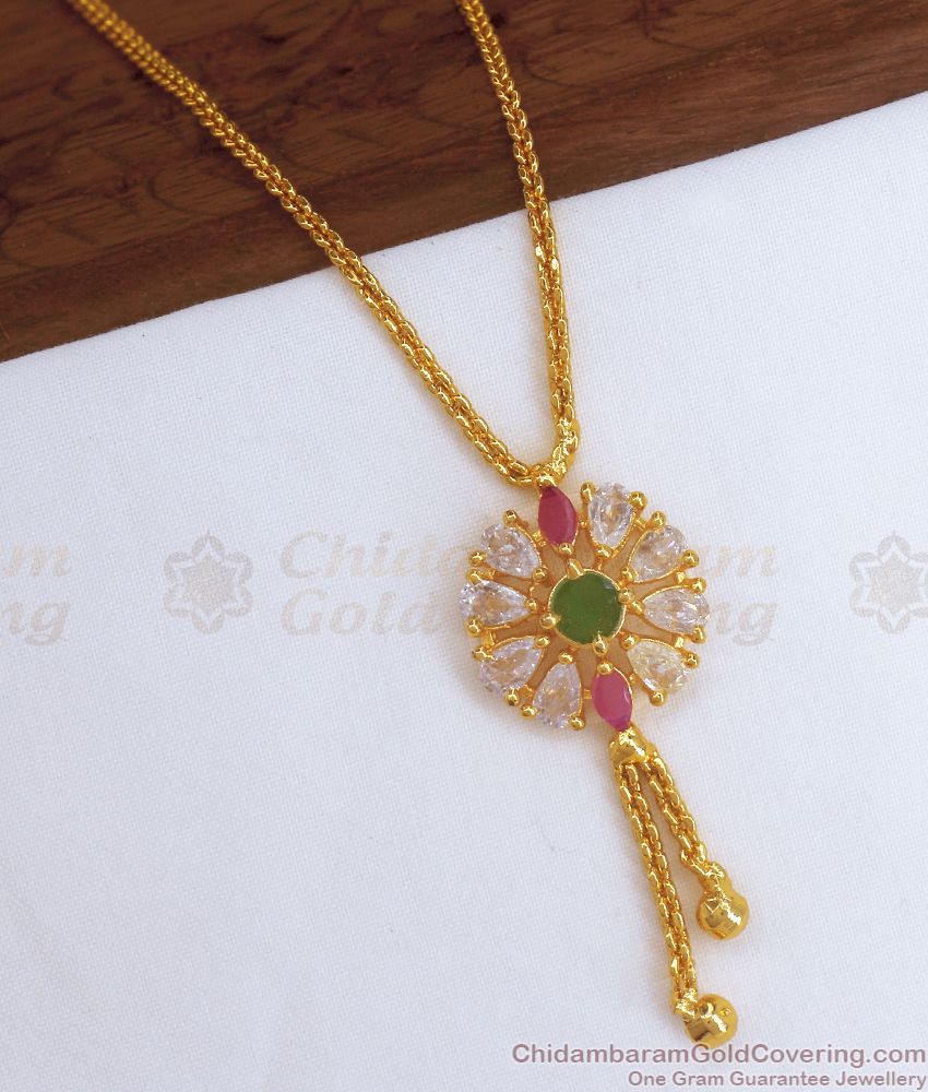 Stylish Floral Ad Stone Pendant Chain Shop Online SMDR899 Stylish Floral Ad Stone Pendant Chain Shop Online SMDR899