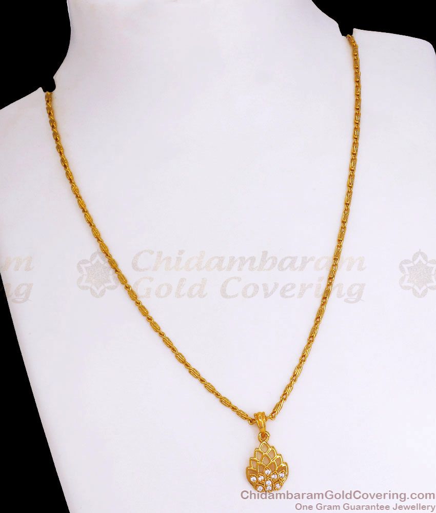 Light Weight Gold Plated Pendant Leaf Pattern Chain SMDR900