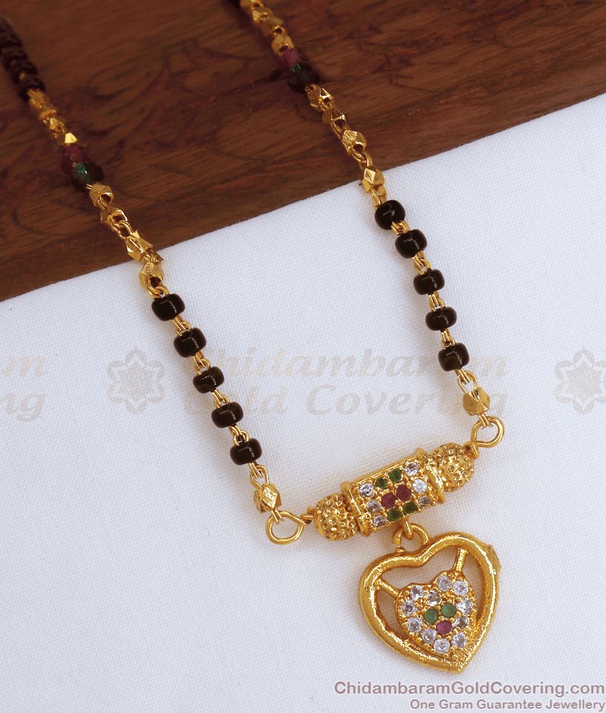 Stylish Heart Pendant Gold Plated Mangalsutra Collections SMDR907