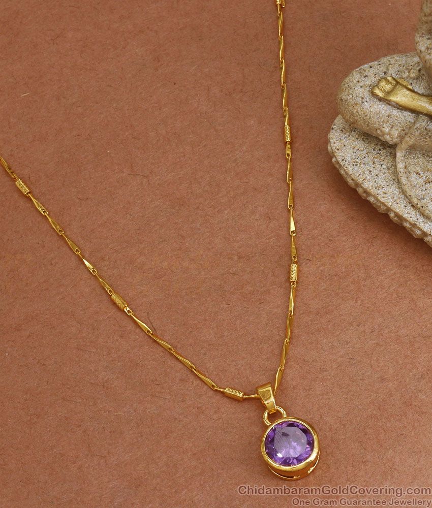 Stunning Amethyst Pendant Gold Plated Chain Shop Online SMDR912