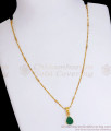 Emerald Droplet Gold Plated Pendant With Chain SMDR913