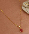 Single Ruby Stone Gold Plated Pendant Wheat Chain Shop Online SMDR914