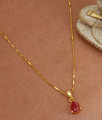 Single Ruby Stone Gold Plated Pendant Wheat Chain Shop Online SMDR914 Single Ruby Stone Gold Plated Pendant Wheat Chain Shop Online SMDR914