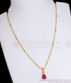 Single Ruby Stone Gold Plated Pendant Wheat Chain Shop Online SMDR914