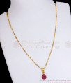 Single Ruby Stone Gold Plated Pendant Wheat Chain Shop Online SMDR914 Single Ruby Stone Gold Plated Pendant Wheat Chain Shop Online SMDR914