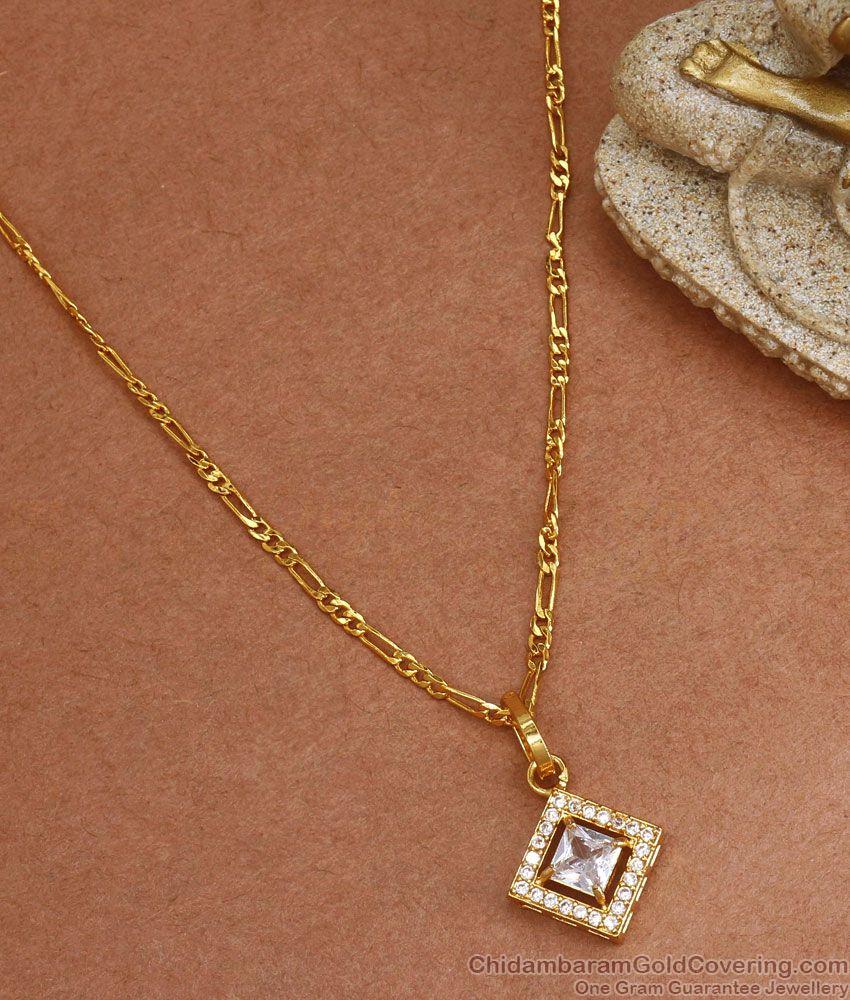 Unique 1 Gram Gold Pendant Chain Ad Stone Collections SMDR916