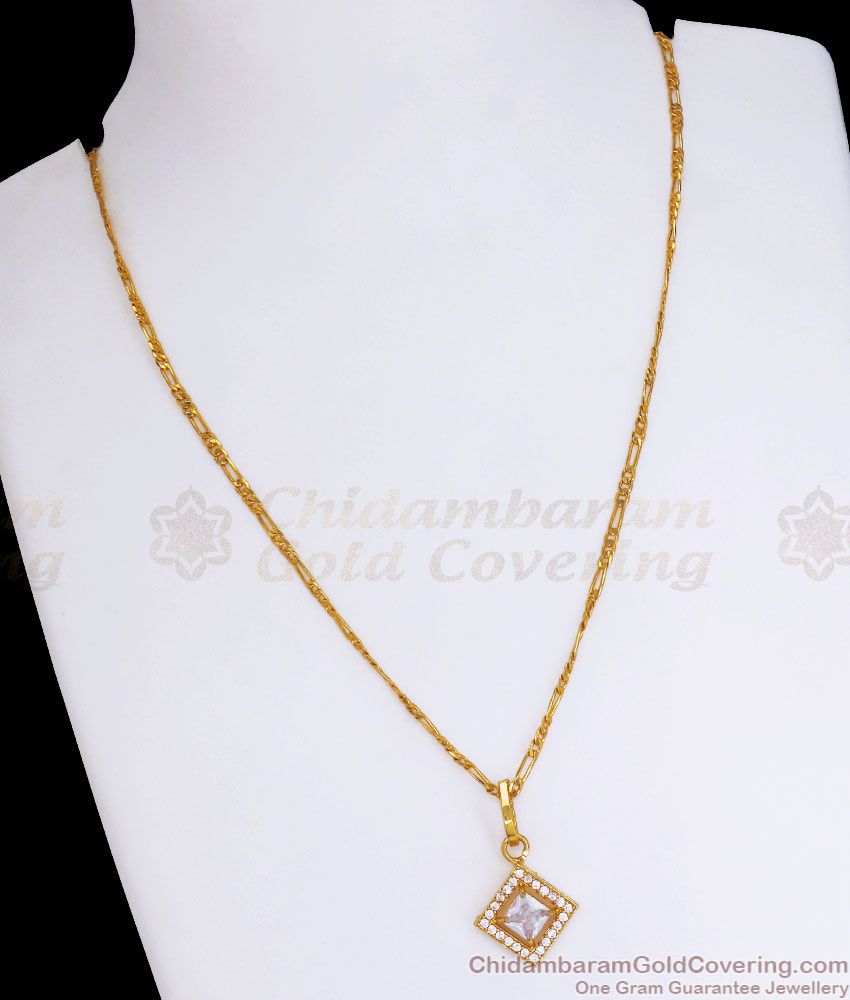 Unique 1 Gram Gold Pendant Chain Ad Stone Collections SMDR916