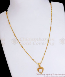 White Stone Heart Pendant Gold Plated Chain Shop Online SMDR919