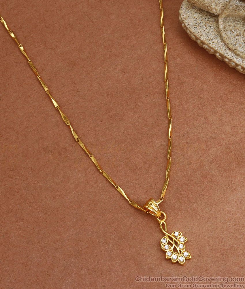 18 Inch 1 Gram Gold Pendant Chain Leaf Pattern SMDR921