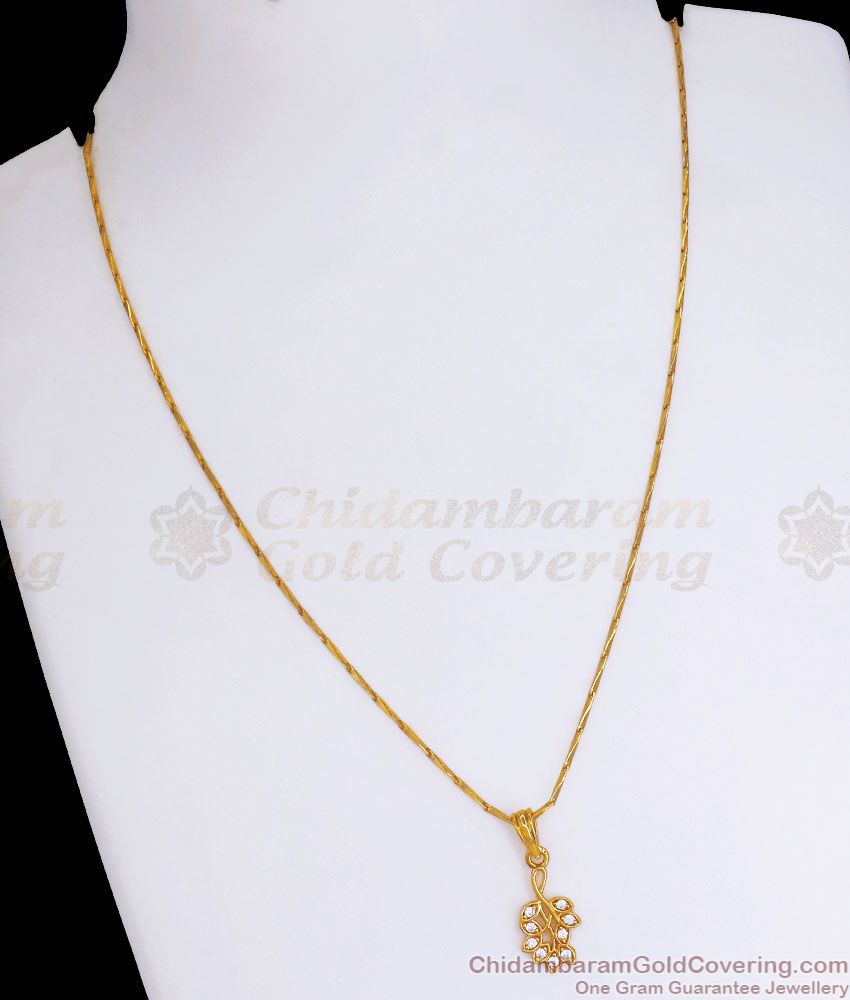 18 Inch 1 Gram Gold Pendant Chain Leaf Pattern SMDR921