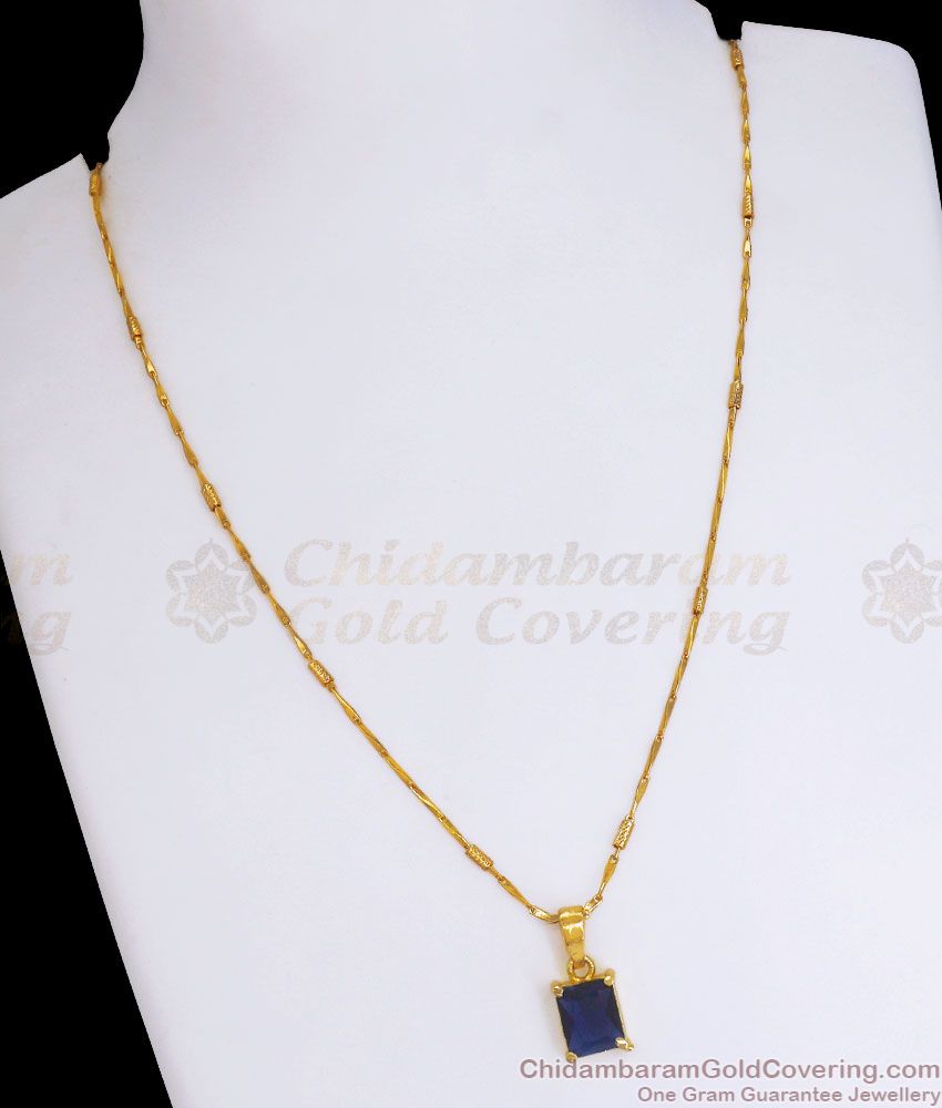Black Sapphire Lucky Stone Gold Imitation Pendant Chain Shop Online SMDR923