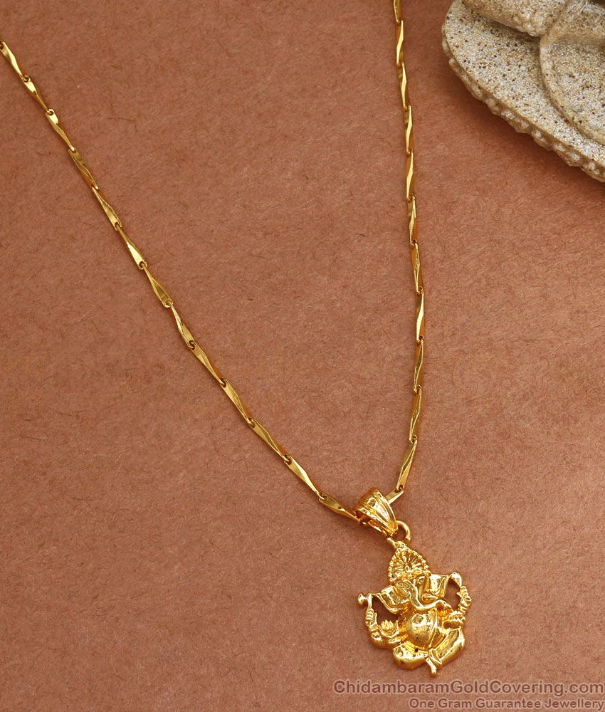Lord Vinayaga 1 Gram Gold Pendant Chain Daily Wear Collections SMDR925
