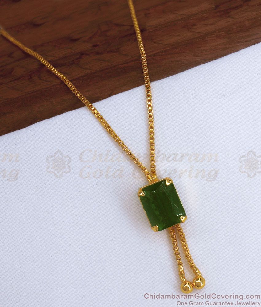 Lucky Green Stone Gold Plated Pendant Chain Shop Online SMDR927