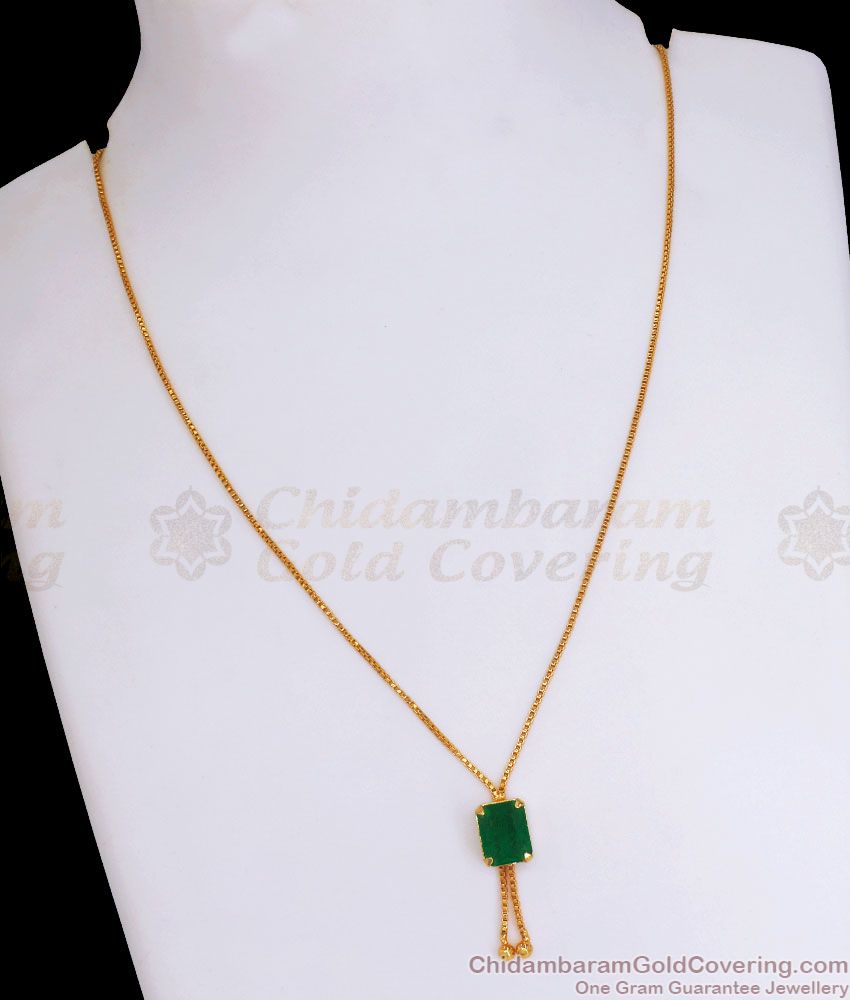 Lucky Green Stone Gold Plated Pendant Chain Shop Online SMDR927