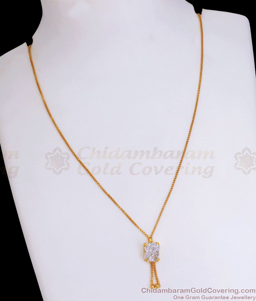 Lucky White Stone Gold Plated Pendant Chain Shop Online SMDR928