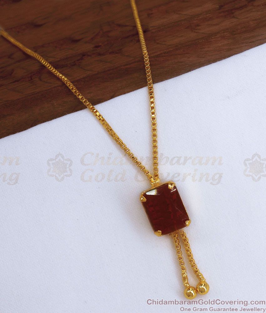 Single Ruby Stone Dollar Gold Plated Chain Shop Online SMDR929