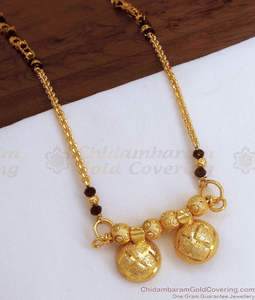 Black Beaded Single Line Gold Mangalsuta Chain At Affordable Price SMDR931