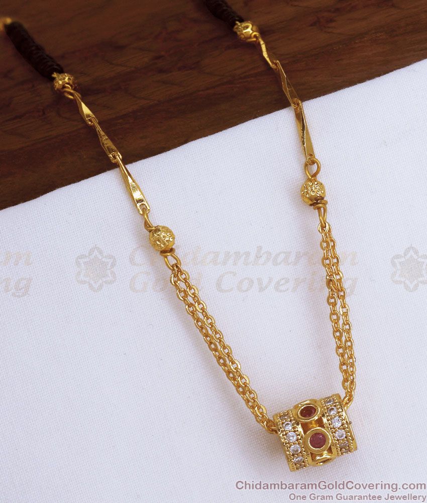 Ad Stone Pendant Gold Plated Mangalsutra Chain Shop Online SMDR936