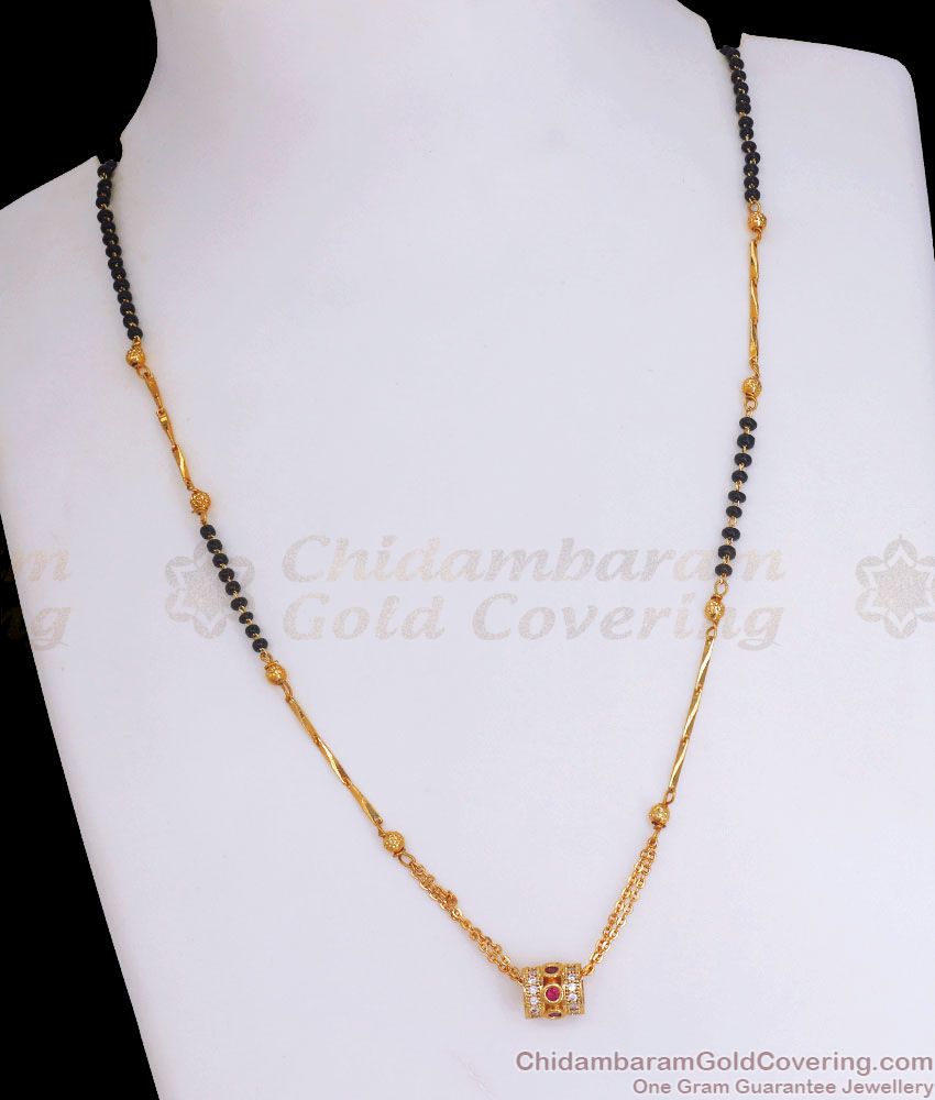 Ad Stone Pendant Gold Plated Mangalsutra Chain Shop Online SMDR936