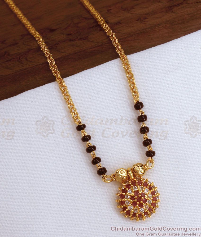 Single Line 1 Gram Gold Mangalsutra Chain Designs Online SMDR942