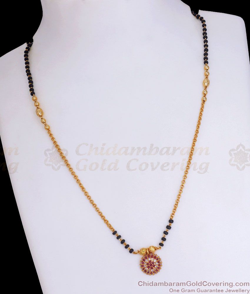 Single Line 1 Gram Gold Mangalsutra Chain Designs Online SMDR942