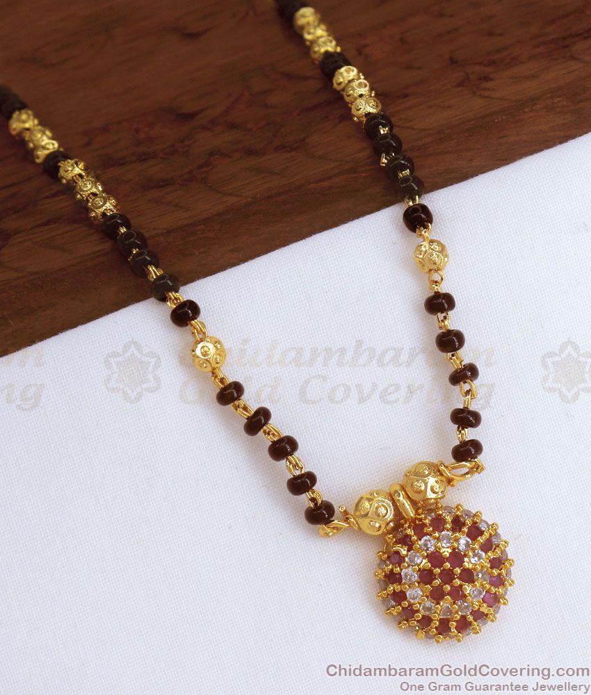 Traditional Black Beaded Gold Mangalsutra Single Line Collections SMDR943