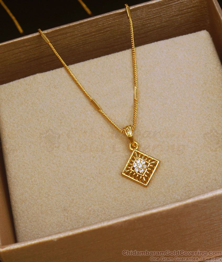 One Gram Gold Square Pendant Chain For Daily Wear Shop Online SMDR950