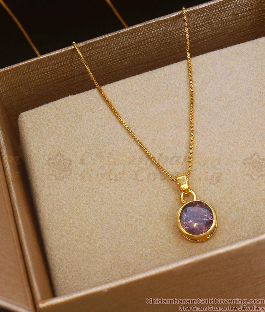 Single Brown Stone Gold Pendant with Chain Shop Online SMDR954 Single Brown Stone Gold Pendant with Chain Shop Online SMDR954