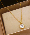 Round White Stone Pendant Chain Gold Plated Jewelry SMDR955
